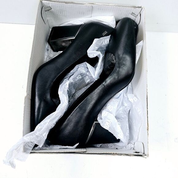 DKNY Celsa Black Leather Square Toe Chunky Block Heel Pump Size 8.5 NIB NWT - Picture 11 of 12